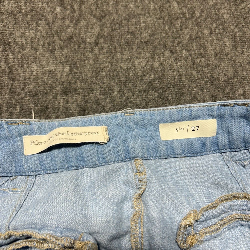 Pilcro And The Letterpress Wide Leg Pants Light Wash Size 27 Blue Cotton Linen - Picture 6 of 13